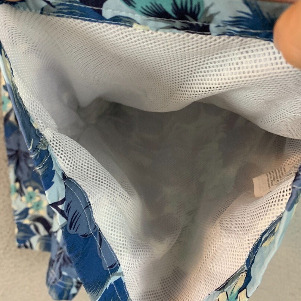 J Crew Flex Swimwear Trunks Mens 33 Blue Hawaiian Floral Lined - Picture 4 of 12